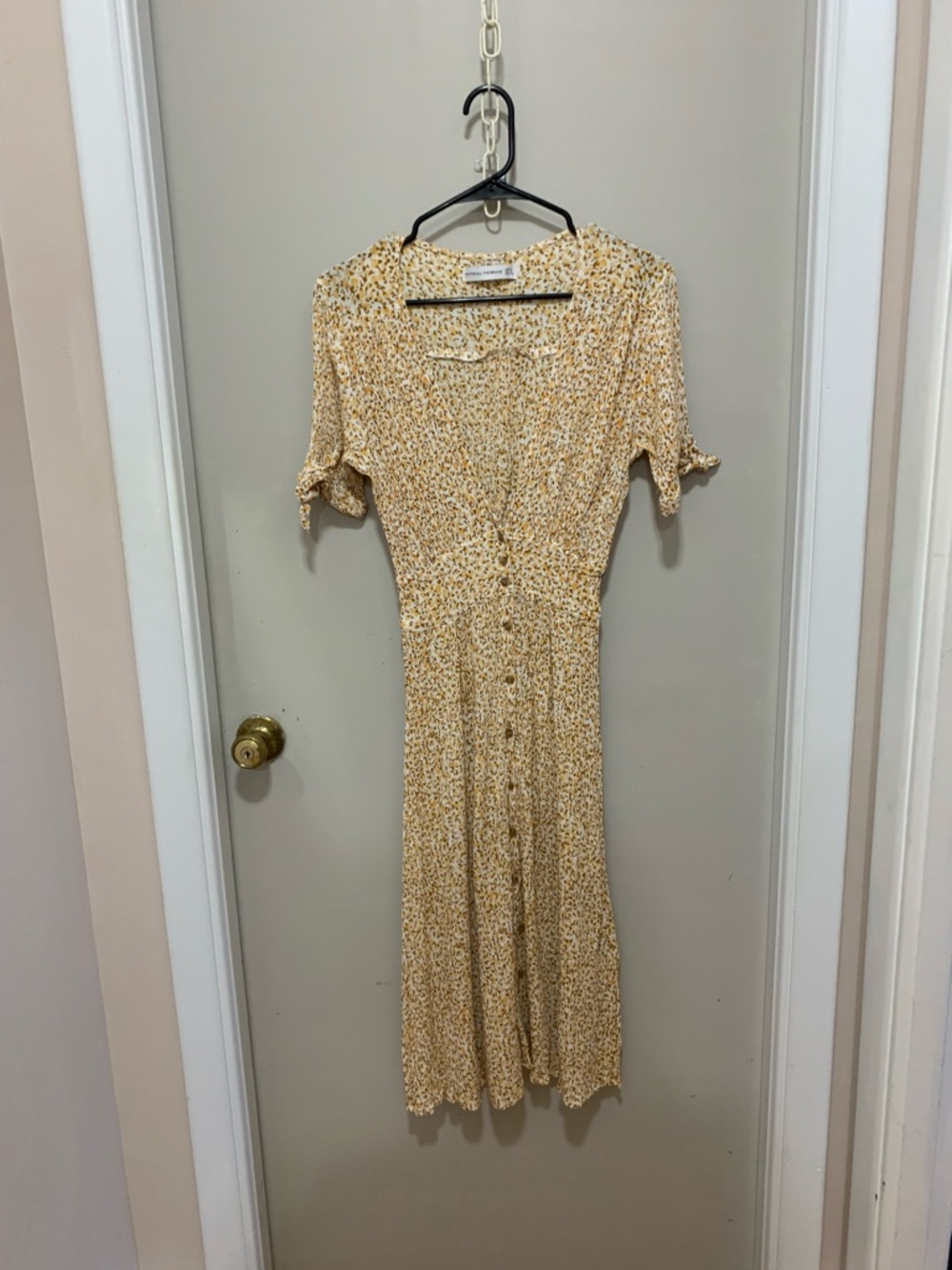 Faithfull the Brand Yellow Floral Button-Front Midi Dress